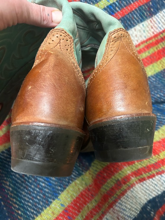 Ariat teal and brown classic pull on leather cowboy boots - Picture 8 of 10